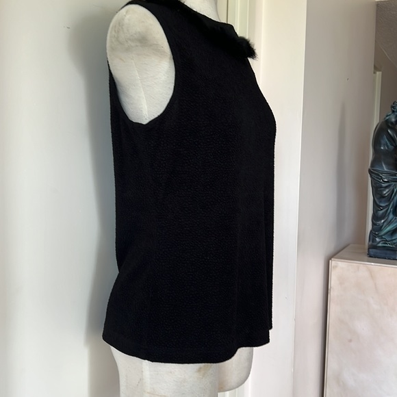 Joseph Ribkoff Blk Fur Trimmed Shell10 EUC - Picture 3 of 8